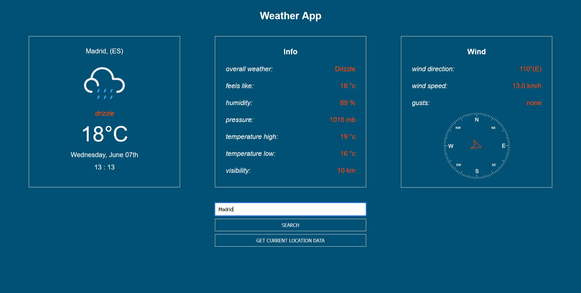 Weather app project image